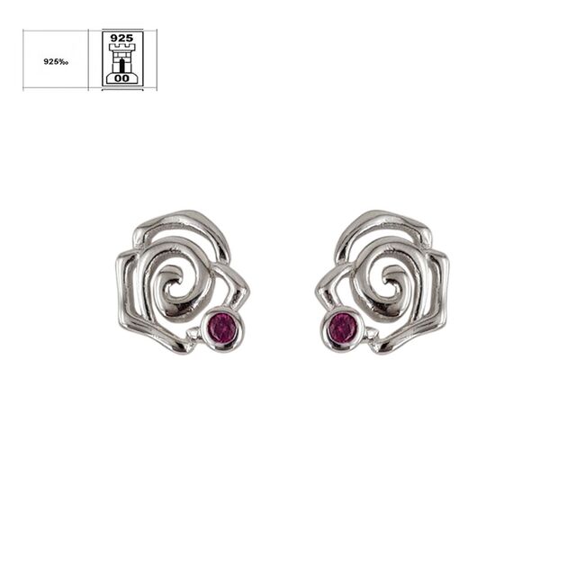 Cercei argint trandafir roz Lea