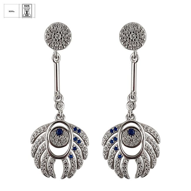 Cercei argint deosebiti Pavone cu zirconii