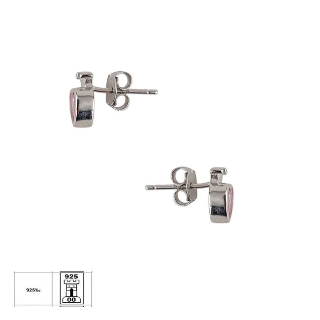 Cercei argint inima roz Quinn