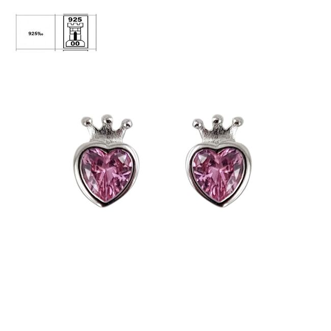 Cercei argint inima roz Quinn
