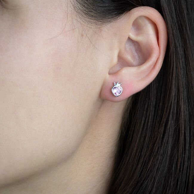 Cercei argint inima roz Quinn