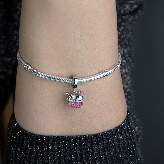 Talisman argint caprioara si flori