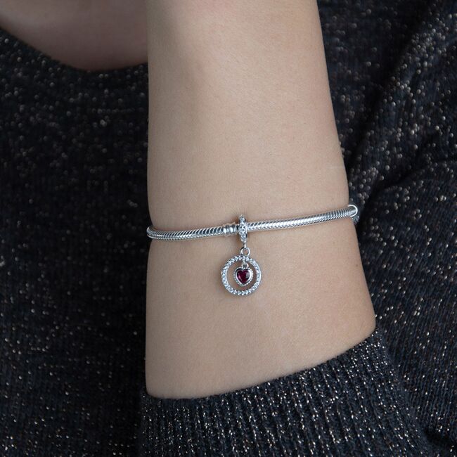 Talisman argint inima fucsia