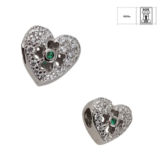 Talisman argint inima si trifoi