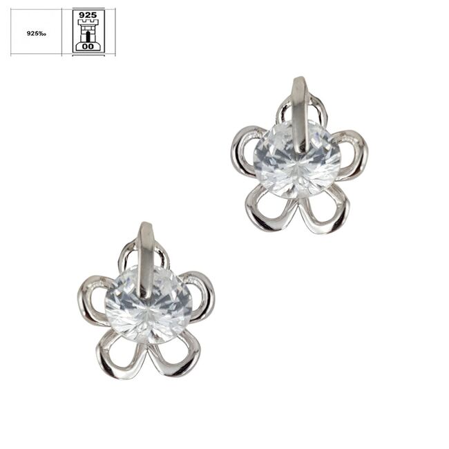 Cercei argint Thia floare cu zirconiu