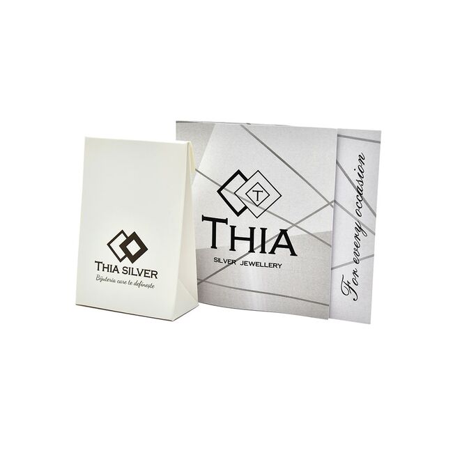 Cercei argint Thia floare cu zirconiu