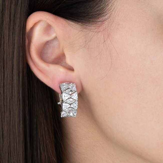 Cercei argint eleganti Thia cu zirconiu alb