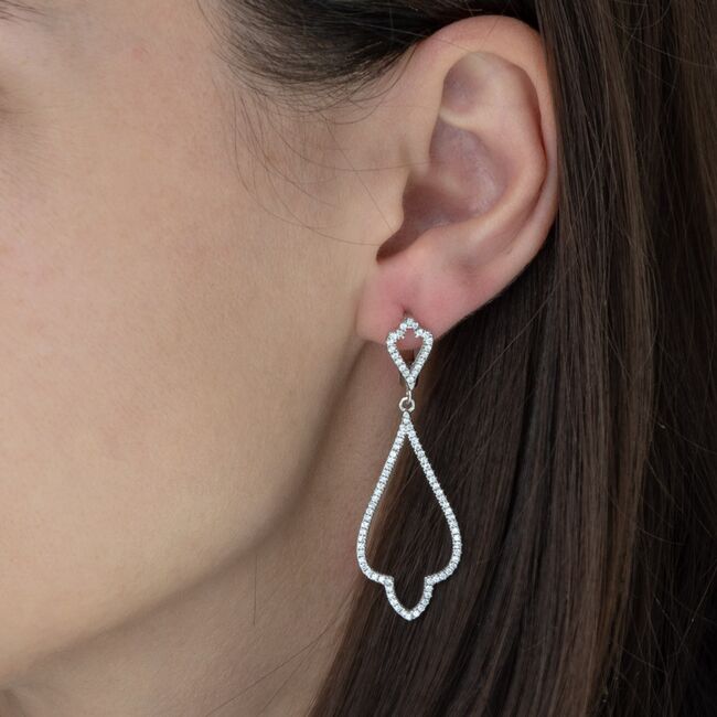 Cercei lungi argint Thia cu zirconii