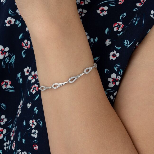 Bratara argint  lacrima cu zirconii albe Thia