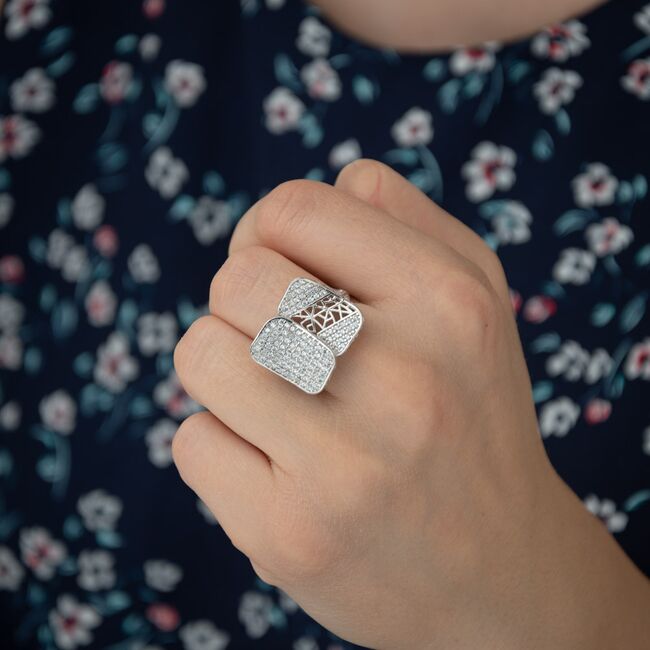 Inel argint masiv zirconii marimea 54