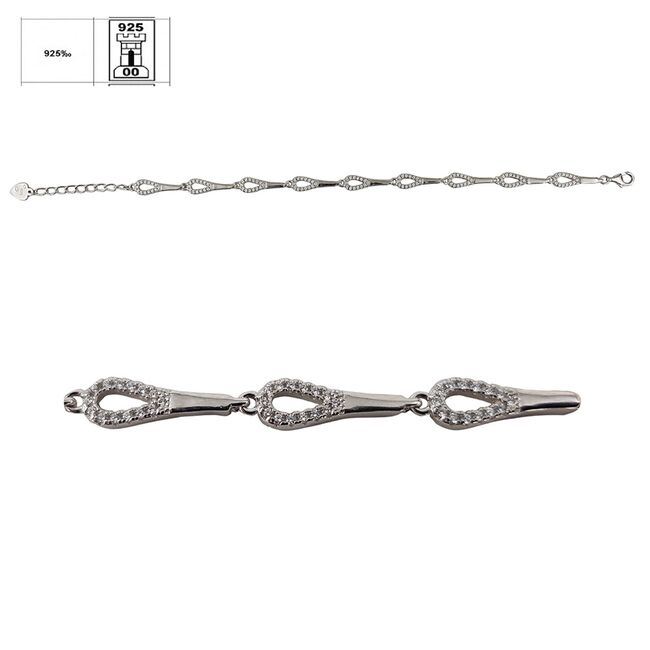 Bratara argint  lacrima cu zirconii albe Thia