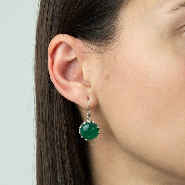 Cercei argint  cu onix verde Adhara