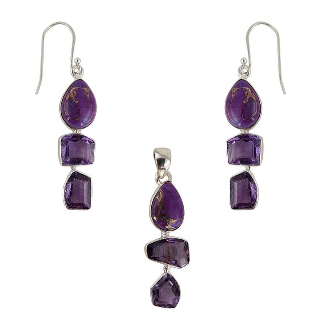 Set argint ametist si turcoaz purpuriu Keziah
