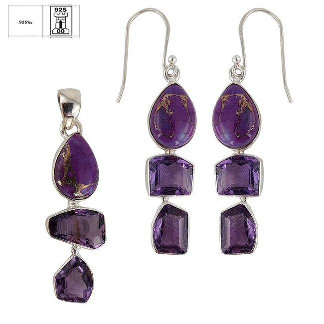 Set argint ametist si turcoaz purpuriu Keziah