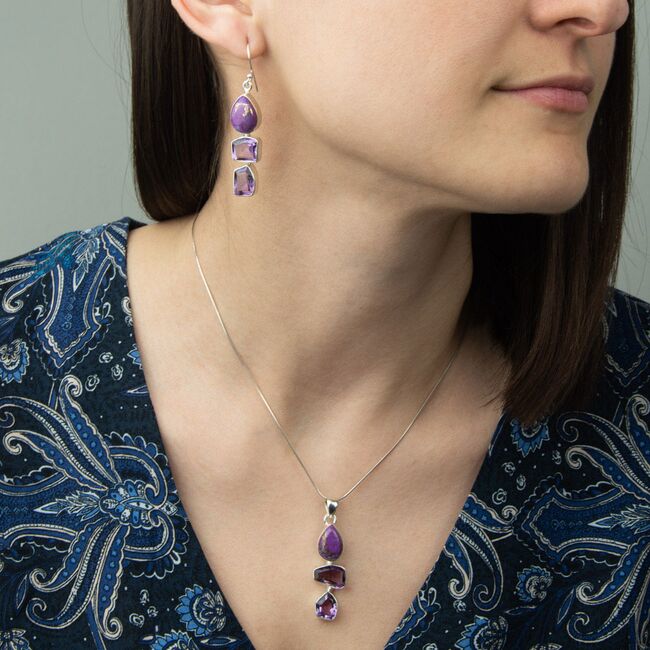 Set argint ametist si turcoaz purpuriu Keziah