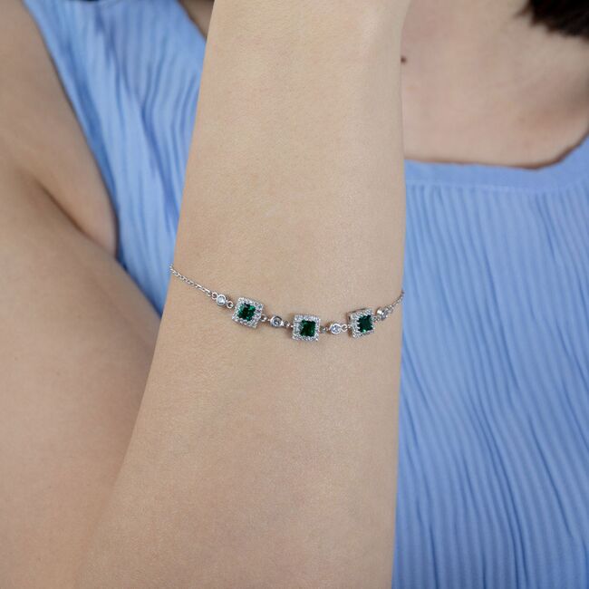 Bratara argint zirconii verzi Elise