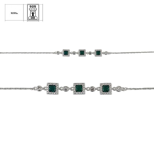 Bratara argint zirconii verzi Elise