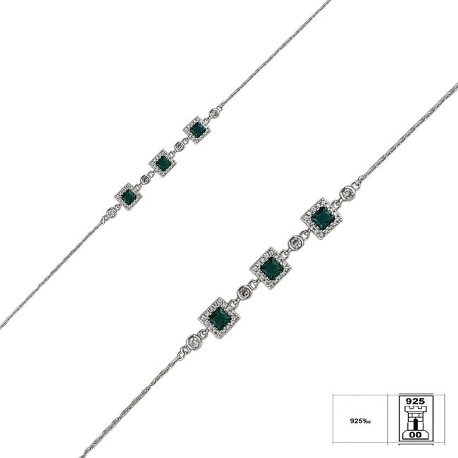 Bratara argint zirconii verzi Elise