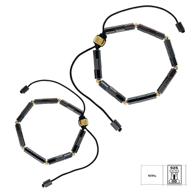 Bratara argint snur cu hematite Imani