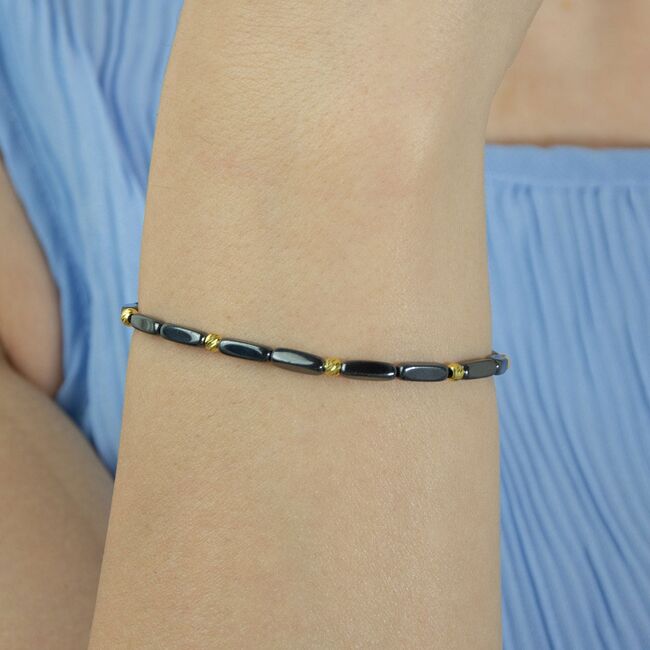 Bratara argint snur cu hematite Kalani