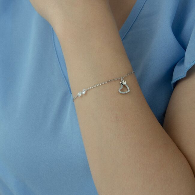 Bratara argint inima si coronita Sheila