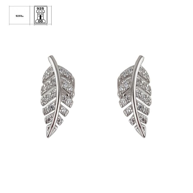 Cercei argint frunza cu zirconiu alb Nieves