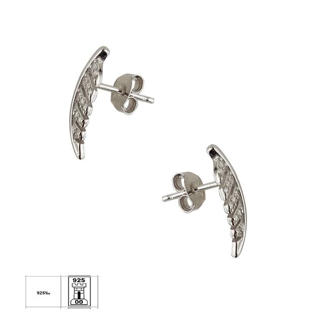 Cercei argint frunza cu zirconiu alb Nieves