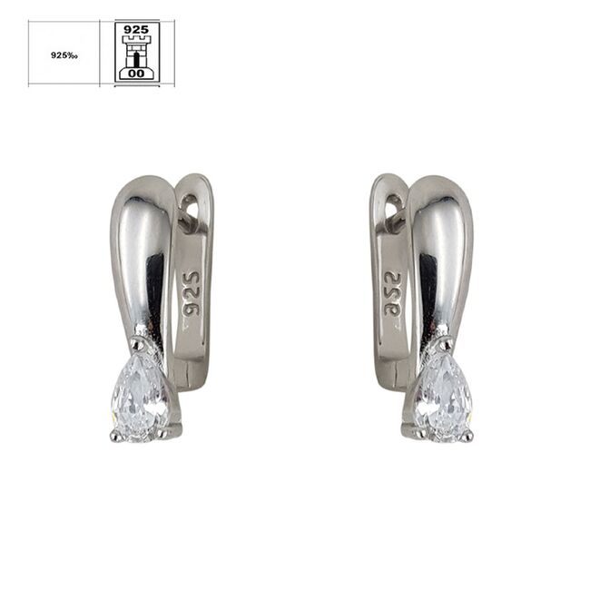 Cercei argint eleganti cu zirconiu alb Roser