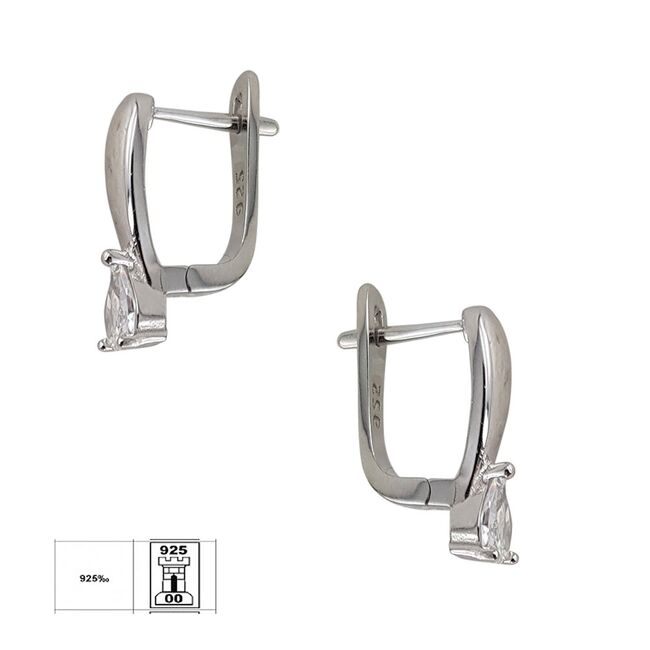 Cercei argint eleganti cu zirconiu alb Roser