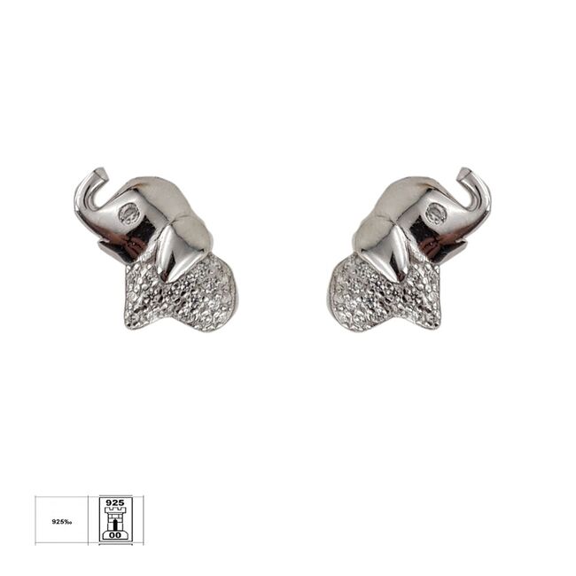 Cercei argint elefant cu zirconii  Triana