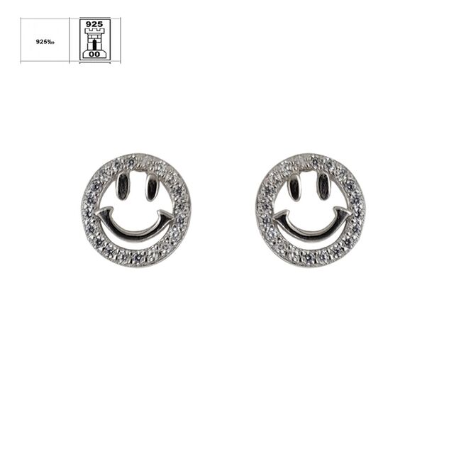 Cercei argint rotunzi Smiley