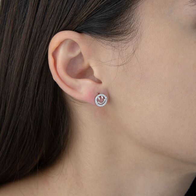 Cercei argint rotunzi Smiley