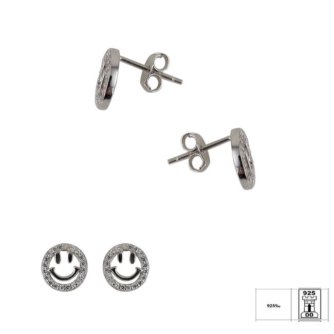 Cercei argint rotunzi Smiley