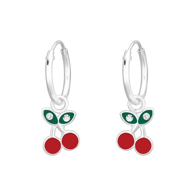 Cercei argint copii Cherry cu email