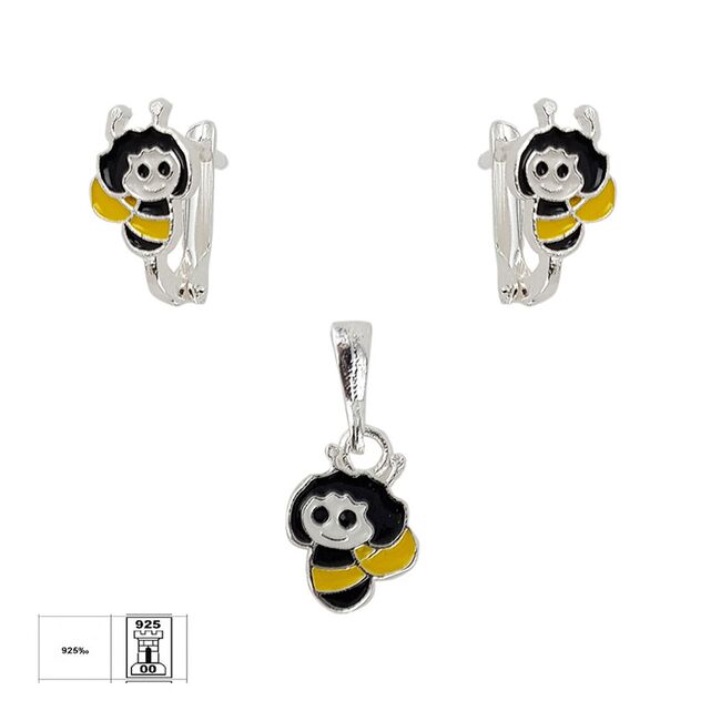 Set argint copii albinute Happy Bee