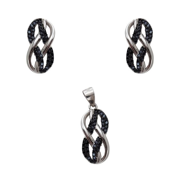 Set argint infinit cu zirconii negre Naiara