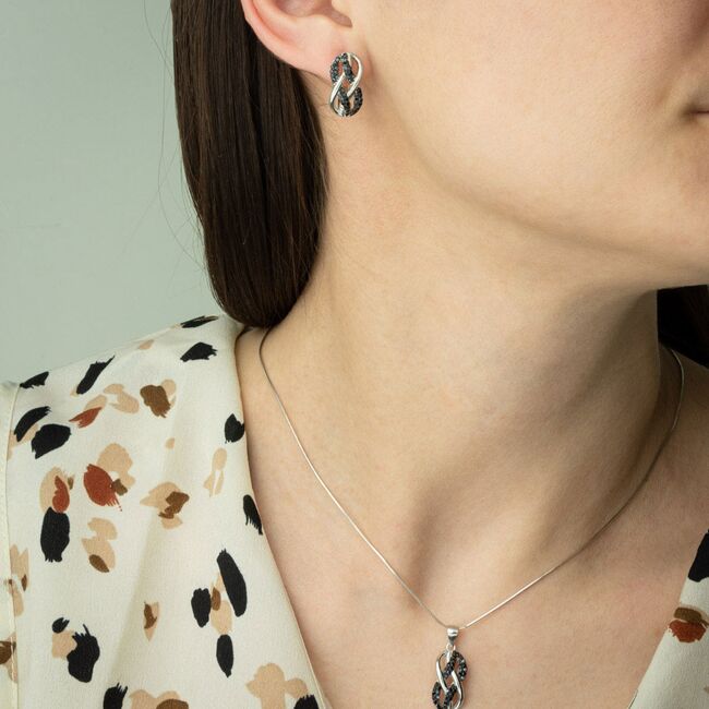 Set argint infinit cu zirconii negre Naiara