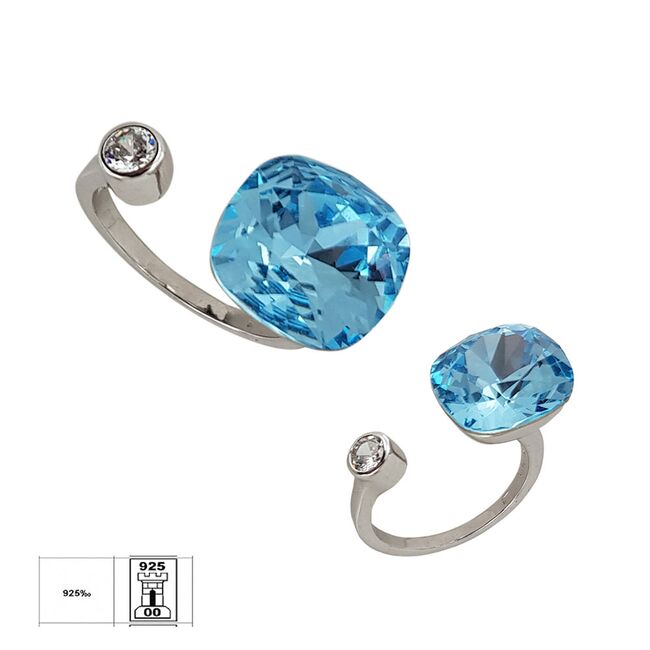 Inel argint crystal reglabil Thia