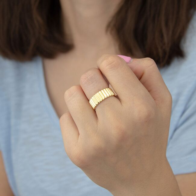 Inel argint aurit tip verigheta reglabil Thia