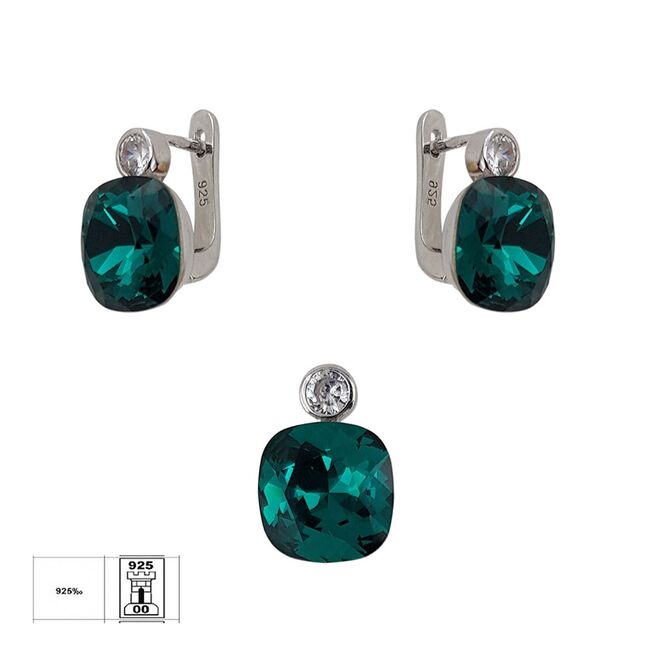 Set argint crystal verde Thia