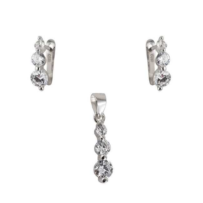 Set argint elegant zirconii albe Thia