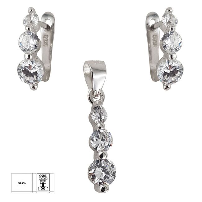 Set argint elegant zirconii albe Thia