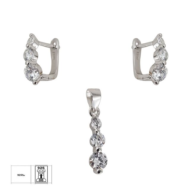 Set argint elegant zirconii albe Thia