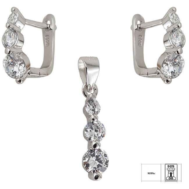 Set argint elegant zirconii albe Thia