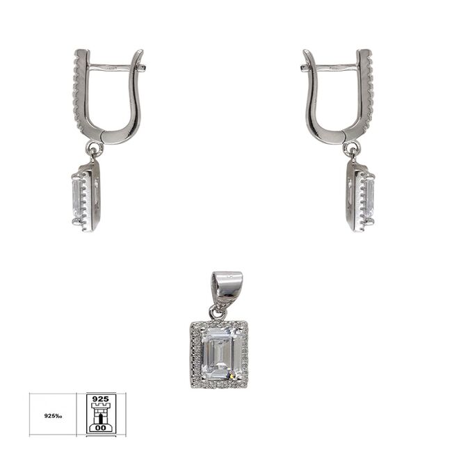 Set argint delicat cu zirconii albe Thia