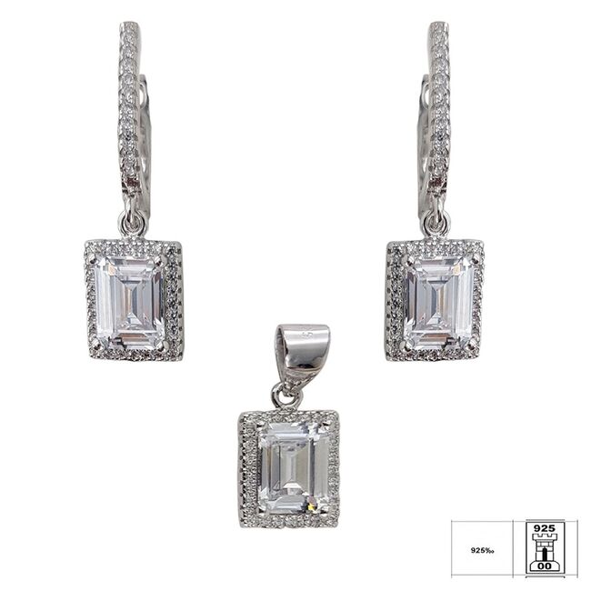 Set argint delicat cu zirconii albe Thia