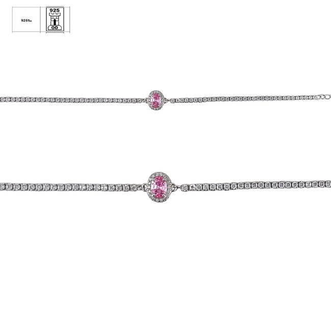 Bratara argint tennis zirconiu roz Thia