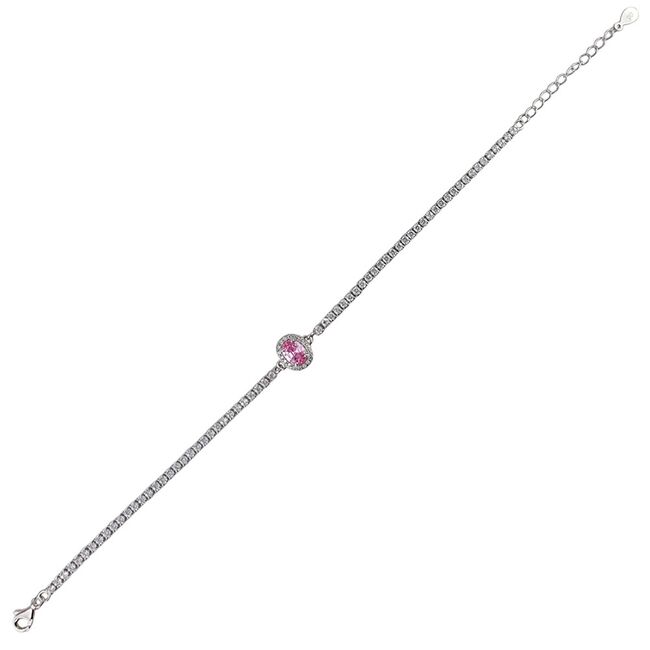 Bratara argint tennis zirconiu roz Thia