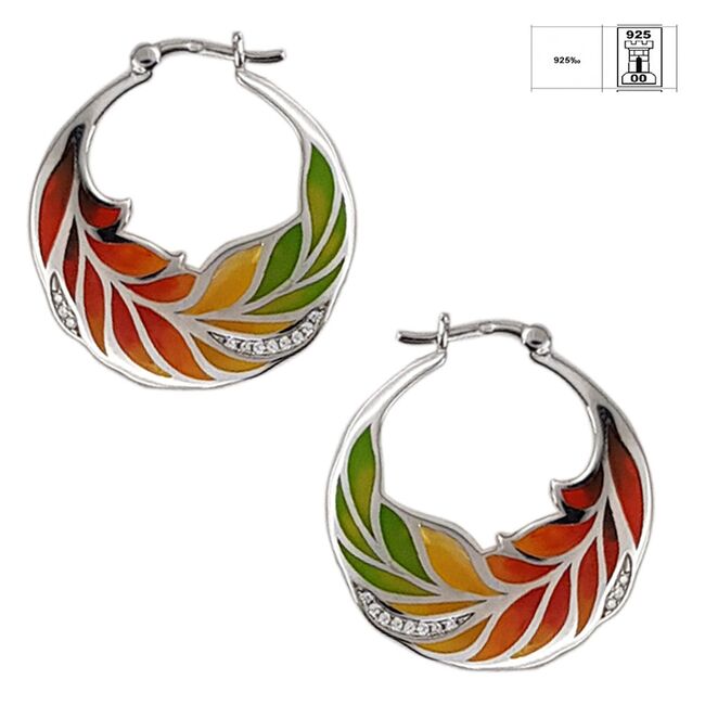 Cercei argint deosebiti cu email Thia