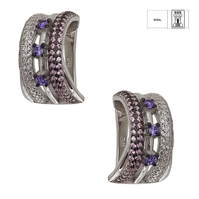 Cercei argint eleganti cu zirconiu mov  Thia